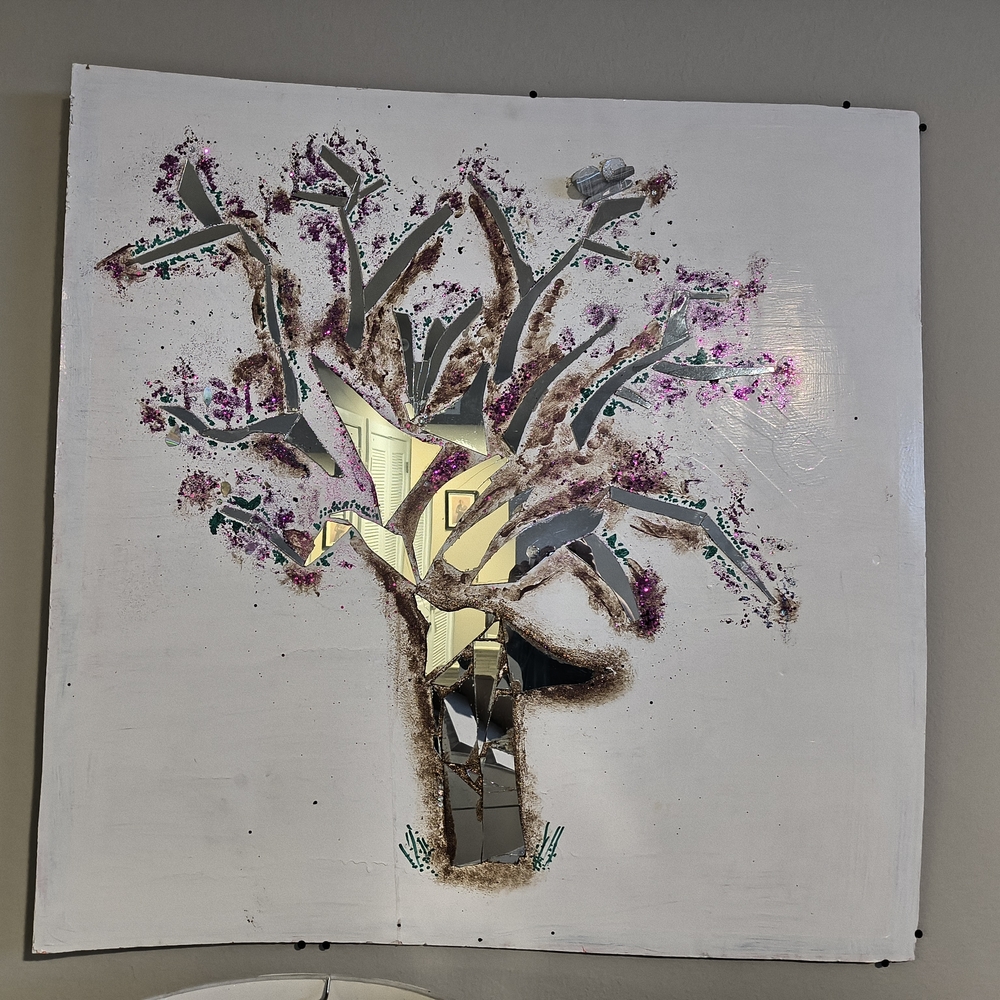 Abstract Tree Wall Art with Mirror Accents